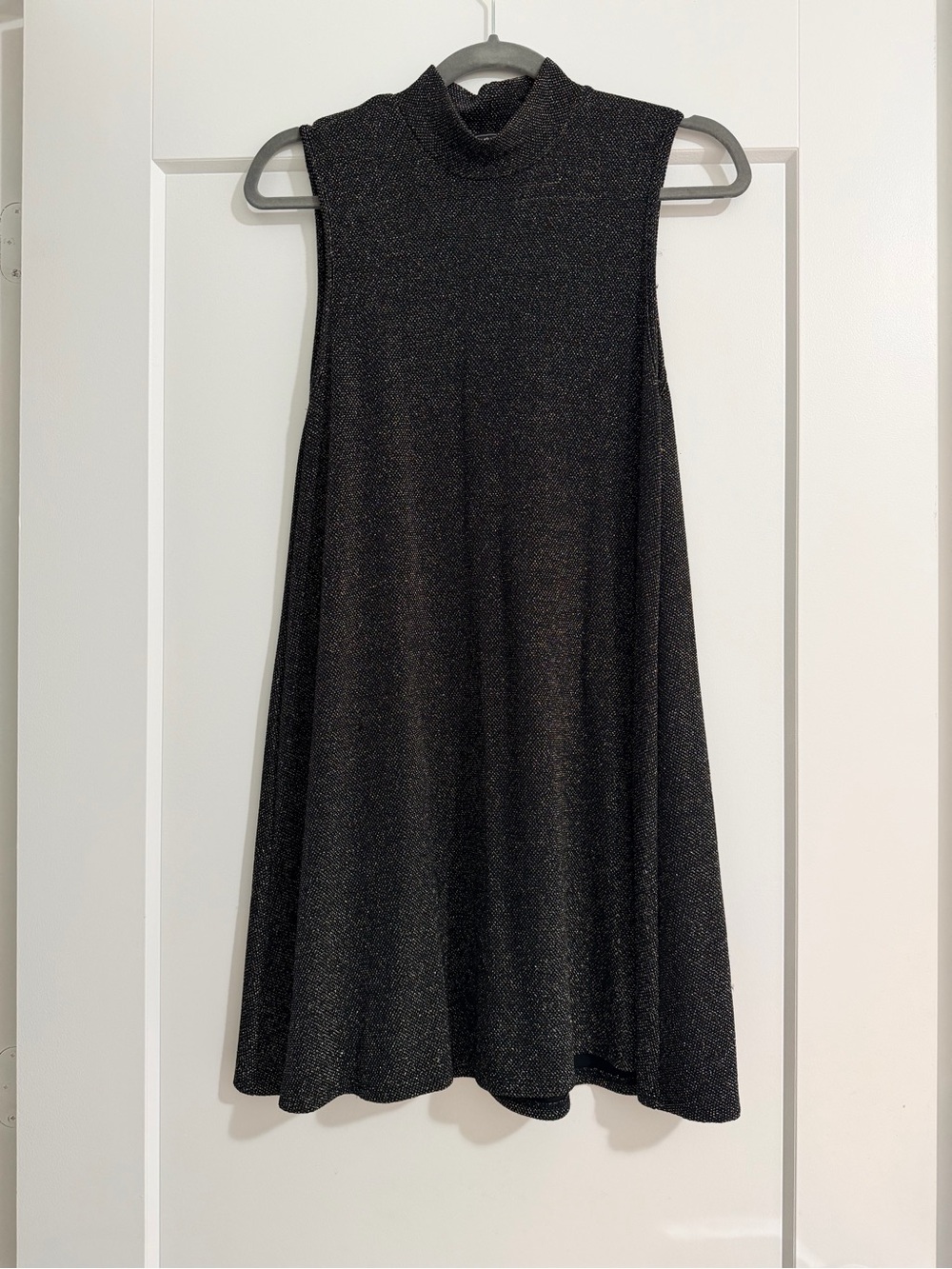 Lovely Day Black Metallic Sparkle Mock Neck Dress